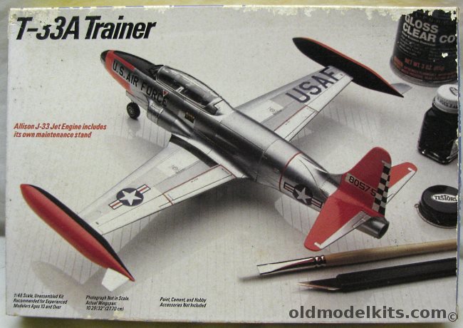 Testors 1/48 Lockheed T-33A Trainer - (ex-Hawk), 578 plastic model kit